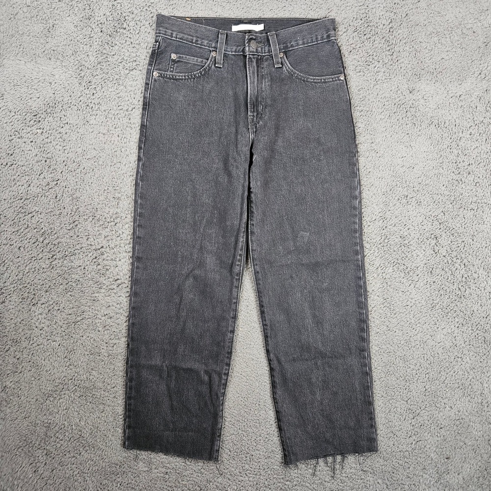 Levis‎ 94 Baggy Jeans Womens 25 Washed Black High Rise Raw Hem